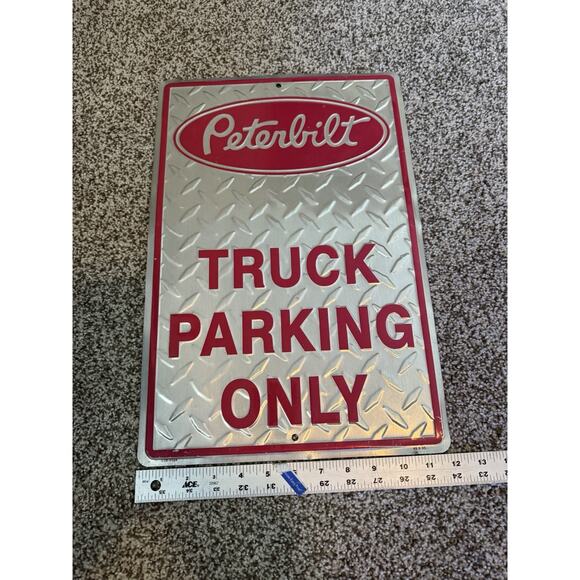 Peterbilt Truck Parking Only Diamond Plate Sign Big Truck - Picture 4 of 4
